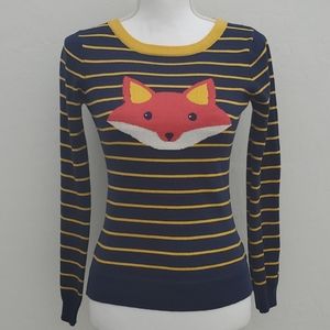 Striped Fox Sweater Lightweight Form Fitting